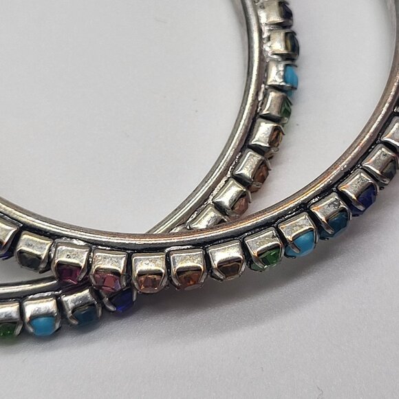 Dannijo Vega Hoop Earrings Rainbow Multicolor Silver Tone - Picture 11 of 15